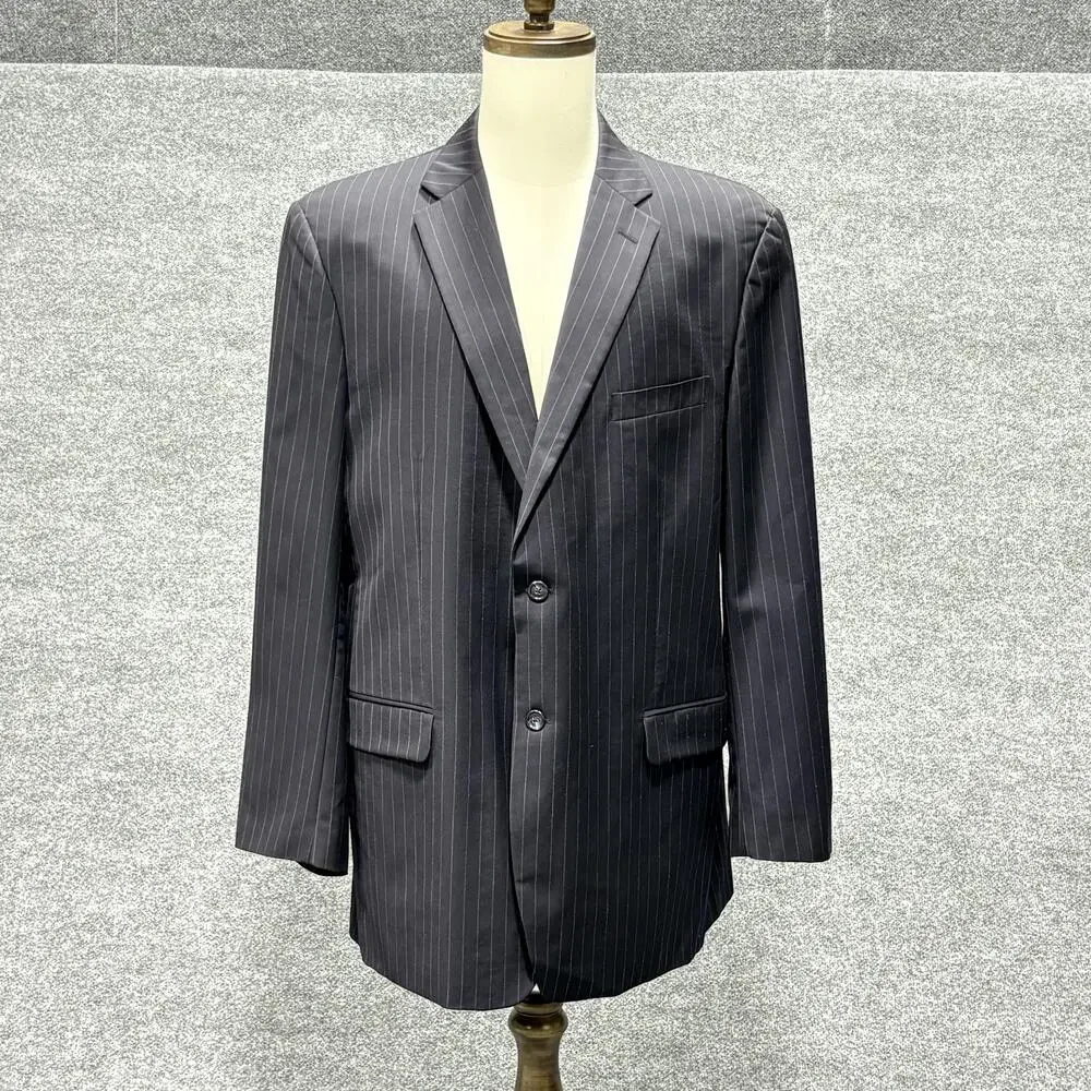 Jones New York Blazer Sport Coat Mens 46 Long Charcoal Pinstripe Wool 2 Button